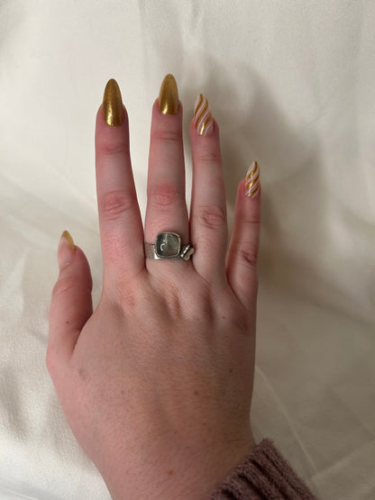 Prehnite Butterfly Ring