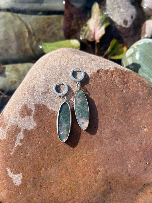 Moss Agate Huggies