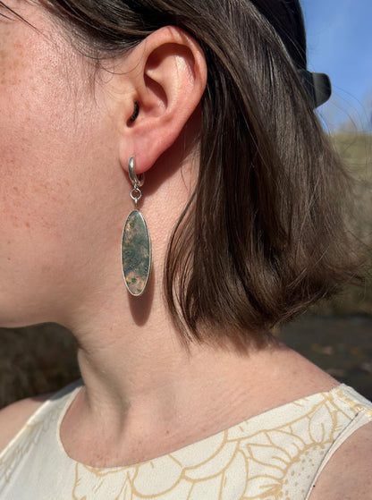 Moss Agate Huggies