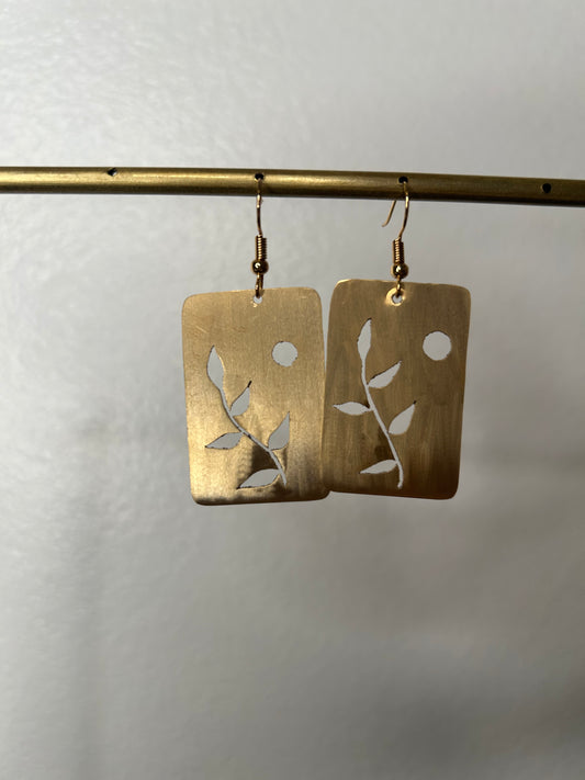 Sun & Leaf Cutout Earrings