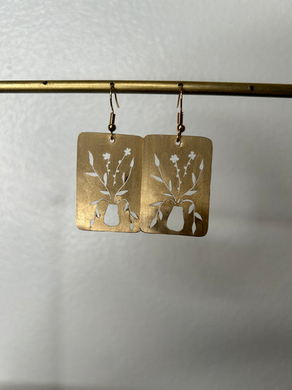Floral Vase Cutout Earrings