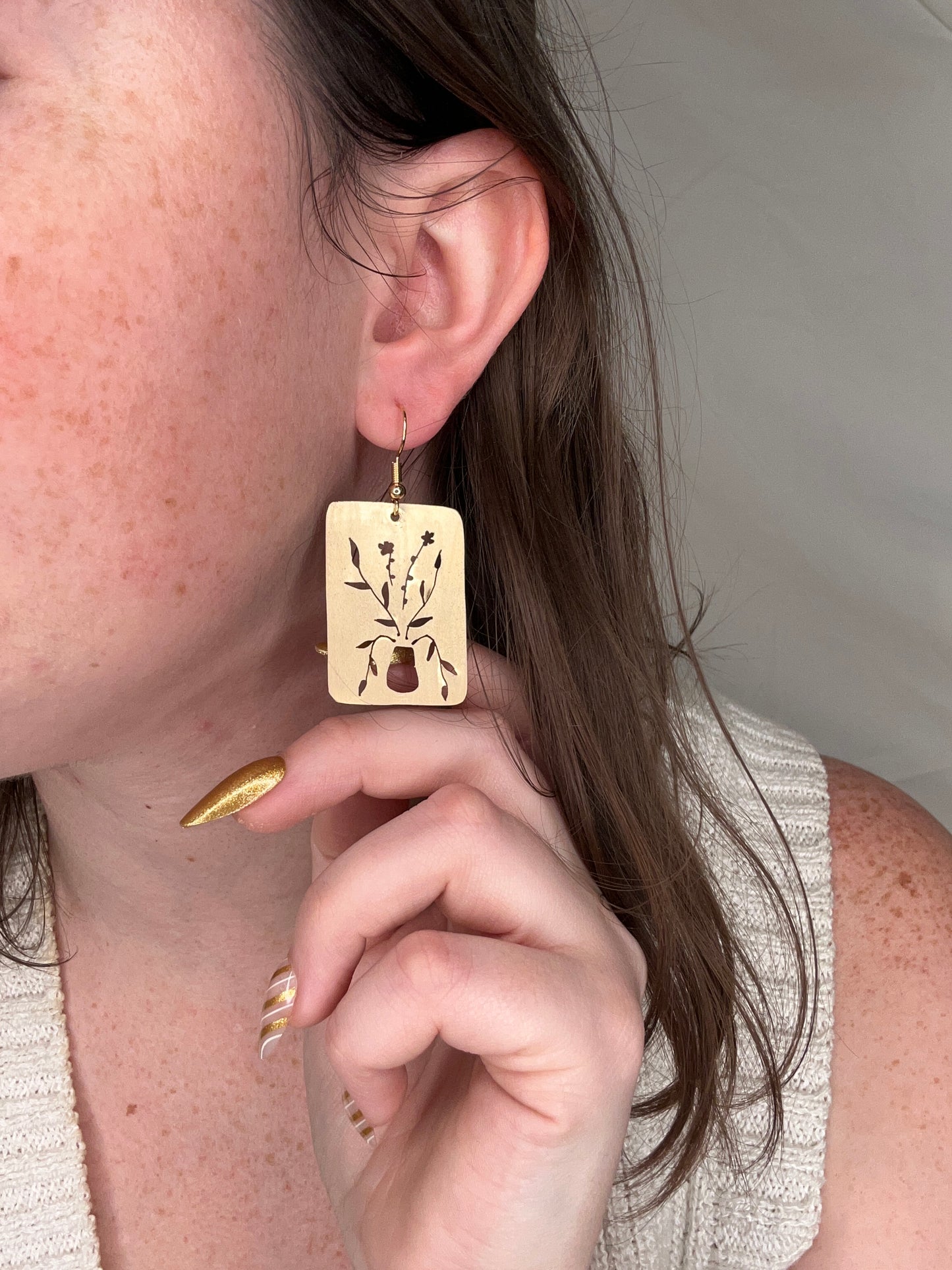 Floral Vase Cutout Earrings